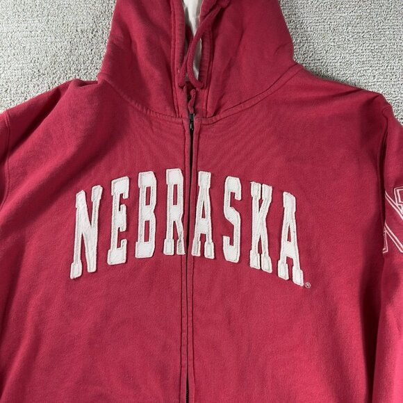 Colosseum University Of Nebraska Hooded Fleece Jacket Red Men's Size XL - Picture 2 of 7